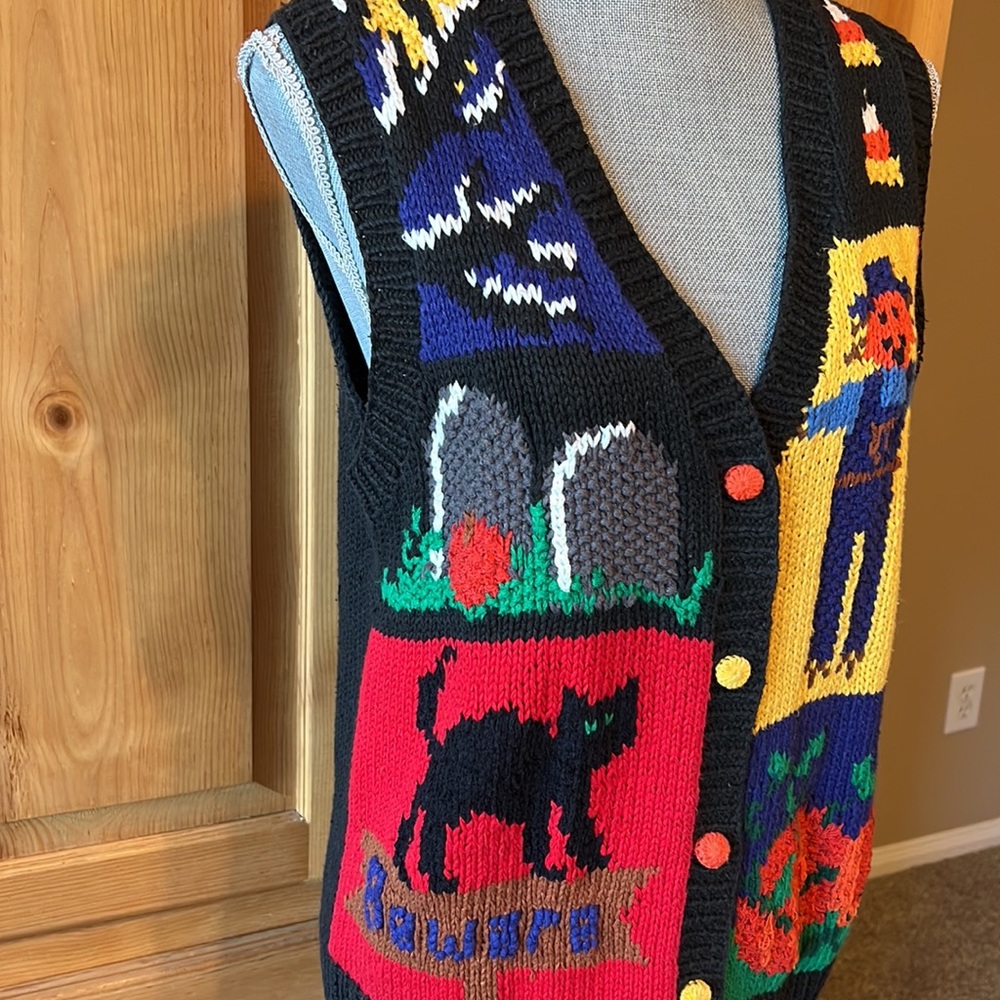 Karen Scott Vintage Knit Halloween Vest PM - Picture 2 of 5